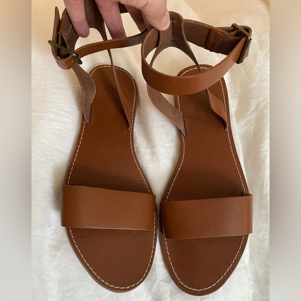 Madewell Cognac Leather Ankle-Strap Sandals Size 11 Summer Spring - Picture 4 of 4